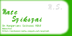 mate szikszai business card