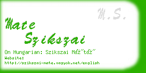 mate szikszai business card